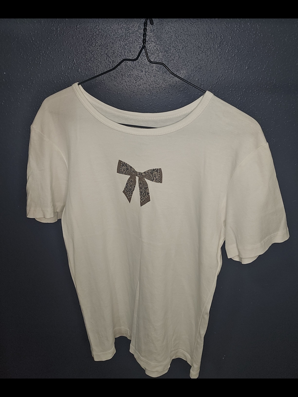 Women's Cream Short-Sleeve Tee with Bow Detail